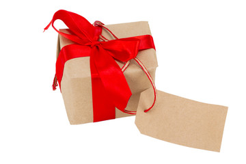  gift box with tag with empty space for a text   isolated on the white background, clipping path included