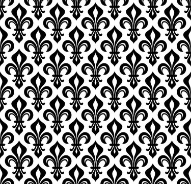 Royal heraldic Lilies (Fleur-de-lis) — wallpaper background, seamless pattern.