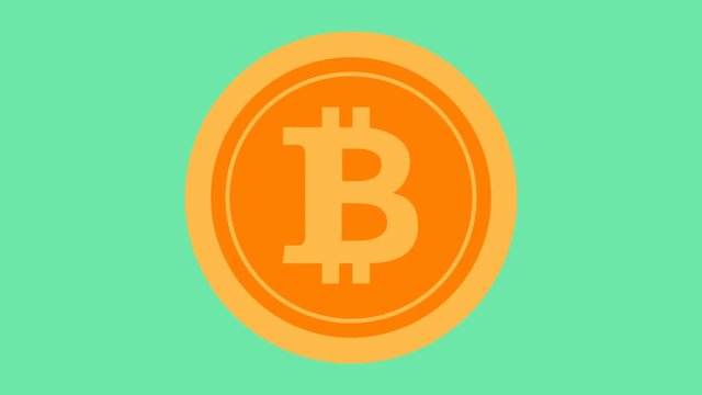 Animation of bitcoin currency sign in flat style