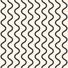 Vector seamless pattern, vertical wavy lines, curves, waves. Simple monochrome background, ripply abstract repeat texture. Design element for prints, decoration, textile, fabric, furniture, clothing