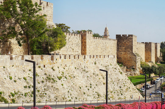 Ancient wall of the old city, Jerusalem.
