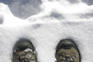 snow in boots