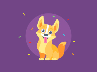 Symbol of Chinese New Year 2018. Cartoon yellow dog. Vector illustration