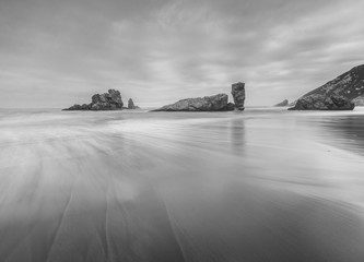 the castle, group of rocks on the beach of Bayas, asturias