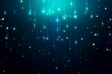 3d illustration abstract blue falling sparkle rain glamor background