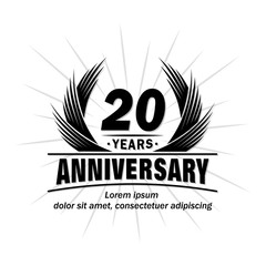 20 years design template. Anniversary vector and illustration template.
