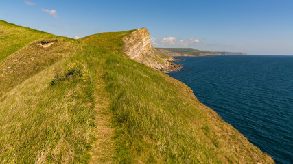 Cliffs at the Jurassic Coast, seen on South West Coast Path between Worbarrow Bay and Brandy Bay, Dorset, UK