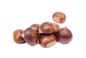 Chestnuts isolated on white background