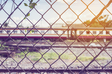 Fototapeta premium Steel mesh train area