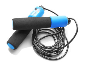 Modern jumping rope on white background