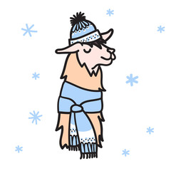 Vector illustration. Cute character lama