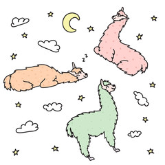 Vector illustration. Cute character lama