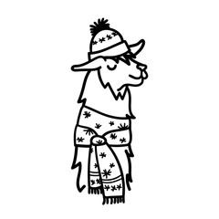 Vector illustration. Cute character lama