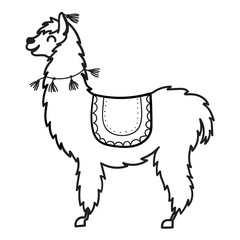 Vector illustration. Cute character lama
