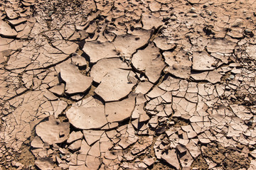 crack on dry soil in desert