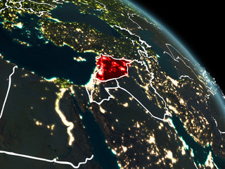 Syria in red at night