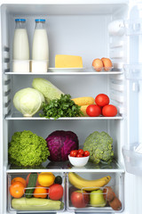 Open fridge full of vegetables and fruits © 5second
