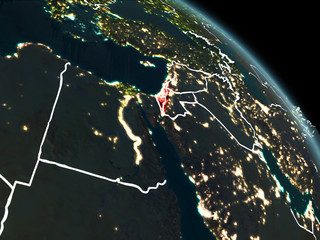 Israel in red at night