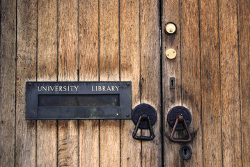 Door to the university Library, Durham University