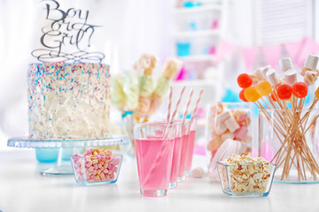 Buffet table with tasty treats