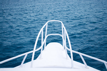 view from the bow of the yacht,boat to the blue sea,ocean. travelling. lifestyle