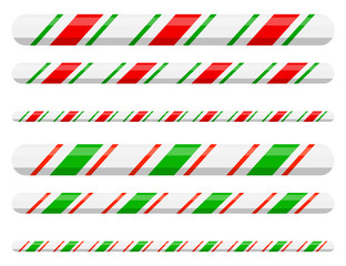 Candy cane line border divider for christmas design isolated on white background