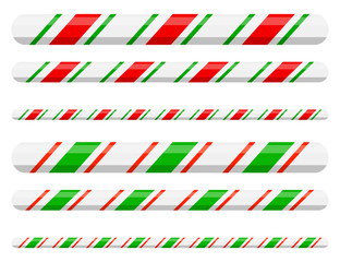 Candy cane line border divider for christmas design isolated on white background