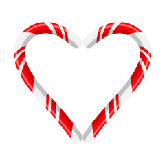 Obraz premium Candy cane heart for christmas design isolated on white background