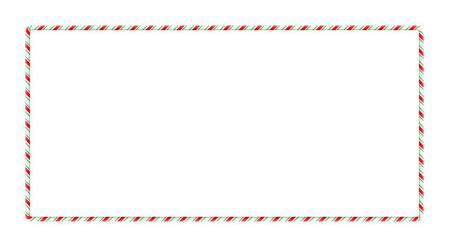 Candy cane frame border for christmas design isolated on white background
