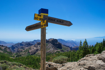 View from the Roque Nublo, Gran Canaria, with the island of Tenerife on the Horizon