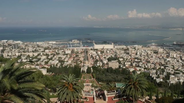 Panoramic view of Haifa and Bahai Gardens.
