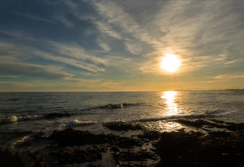 The coast of Oropesa del Mar at a sunrise