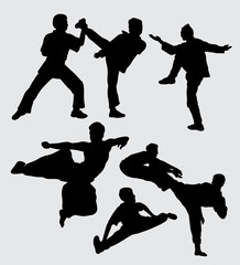 martial art fighting people silhouette good use for symbol, logo, web icon, mascot, sticker, sign, or any design you want