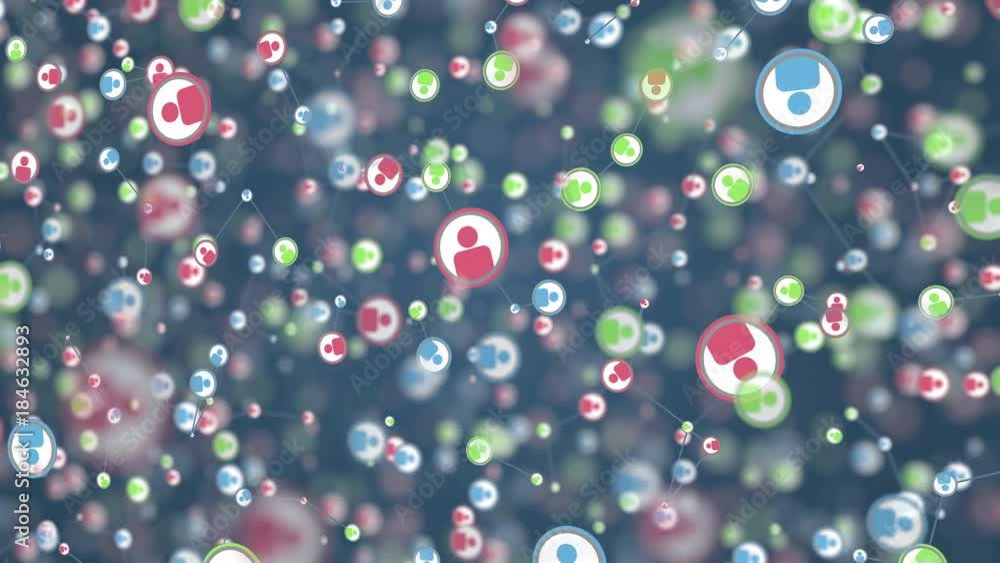 Poster social network users activity. conceptual loopable animation
