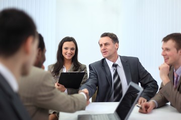 welcome and handshake business partners