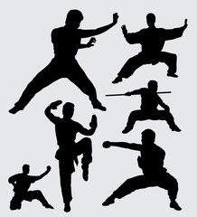Martial art and kungfu silhouette. good use for symbol, logo, web icon, mascot, sticker, sign, or any design you want.   © ComicVector