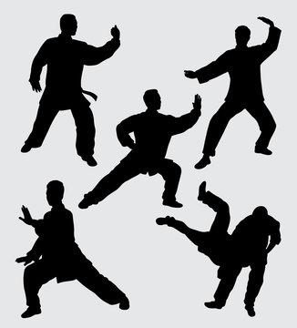 Martial art fighter silhouette. good use for symbol, logo, web icon, mascot, sticker, sign, or any design you want.
