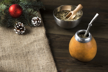 Yerba mate Christmas background