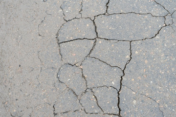 Obraz premium Cracks in the pavement. Poor road surfaces.