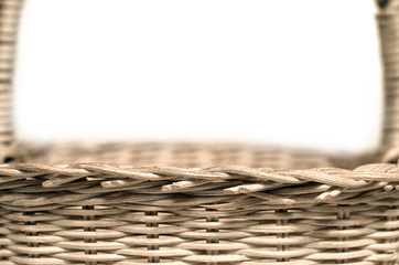 side wicker baskets with a focus on the foreground and place for text