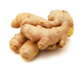 fresh ginger on a white background
