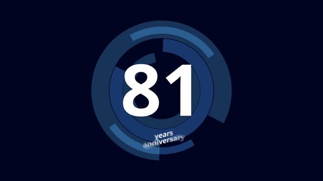 81 Year anniversary Digital Tech Circle Blue Background 