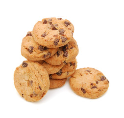 Extreme close-up image of chocolate chips cookies