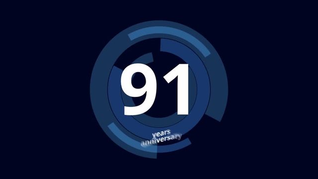 91 Year anniversary Digital Tech Circle Blue Background 