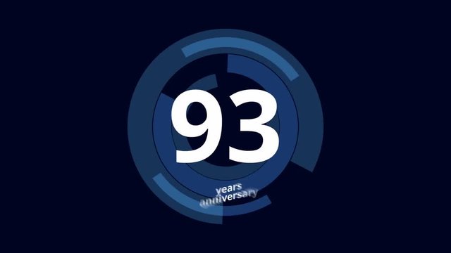 93 Year anniversary Digital Tech Circle Blue Background 