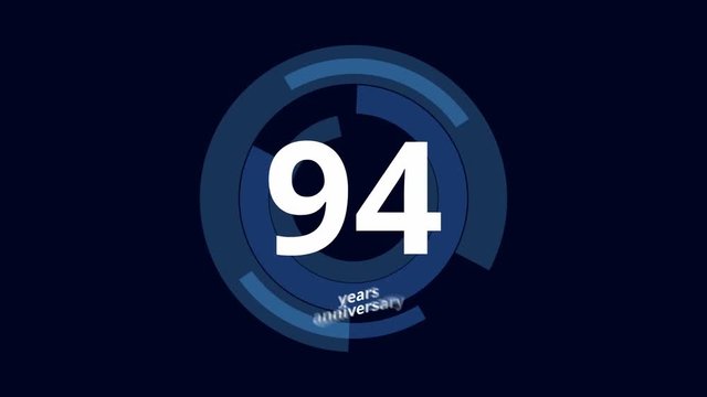 94 Year anniversary Digital Tech Circle Blue Background 
