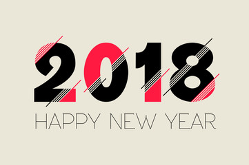 Happy New Year 2018 typography greeting card