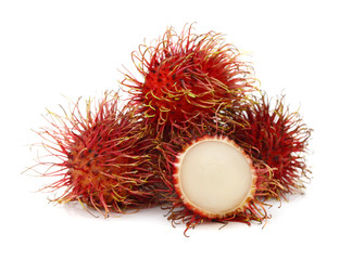 Rambutan is a fruit with sweet red shell 