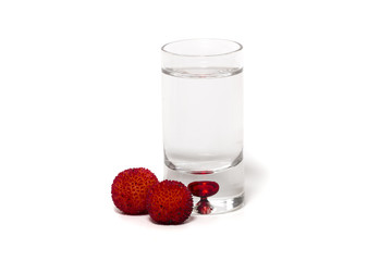 Strawberry Tree (Arbutus Unedo) fruit with aguardiente
