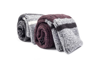 Two Pairs of Women's Wool Legwarmers Isolated on White